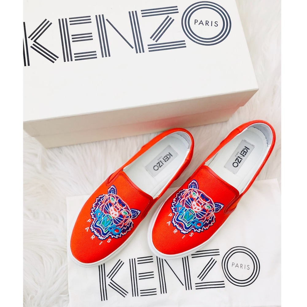 Kenzo Paris Tiger Logo Slip On Sneakers